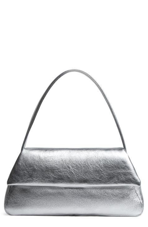 Prada Black Leather Silver Metal Top Handle Small Party Evening Satchel Bag