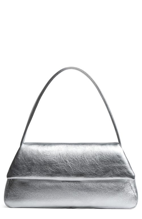 Elliot Leather Top Handle Bag in Silver Crushed