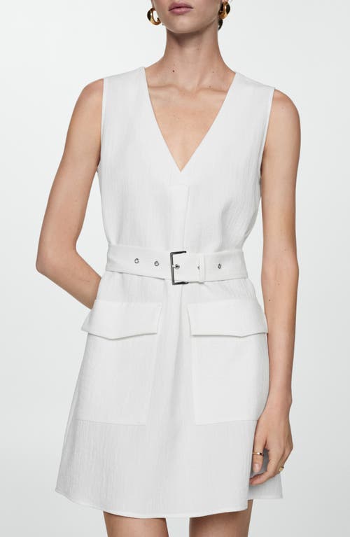 Shop Mango Sleeveless Belted Minidress In Off White