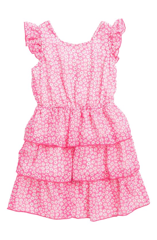 Lily Bleu Kids' Cap Sleeve Tiered Dress In Pink