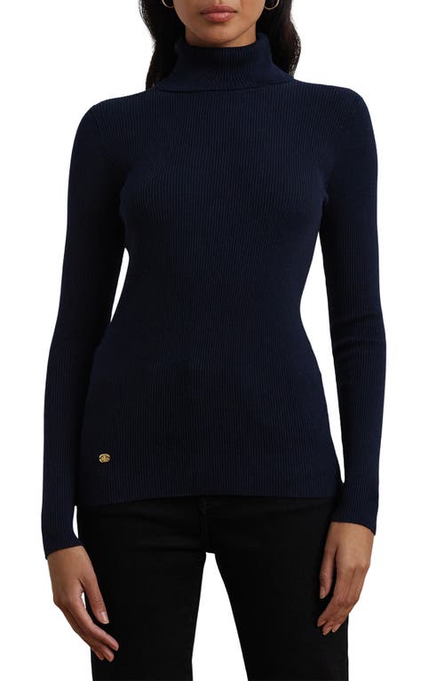 Ralph Lauren Lauren Ribbed Turtleneck Sweater In Lauren Navy
