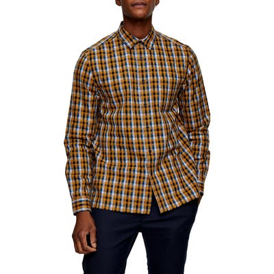 Topman Slim Fit Button-Up Flannel Shirt, Blue