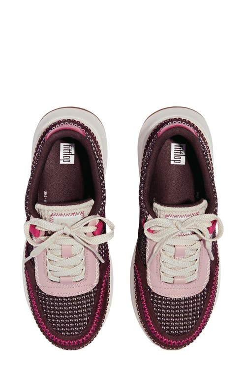 Fitflop F-mode Knit Panel Platform Sneaker In Deep Maroon Mix