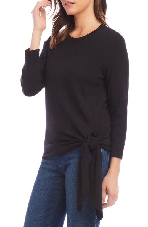 Shop Karen Kane Hemp & Organic Cotton Blend Side Tie Top In Black