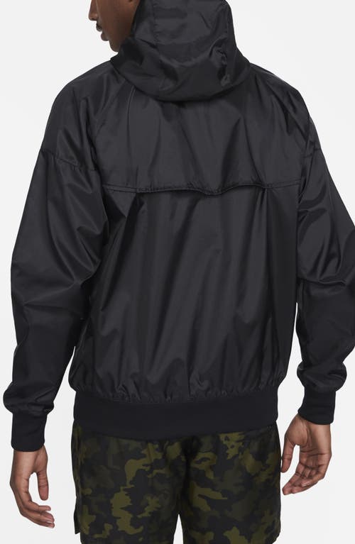 Nike Nsw Windrunner Logo-embroidered Recycled Shell Hooded Jacket In Black/white