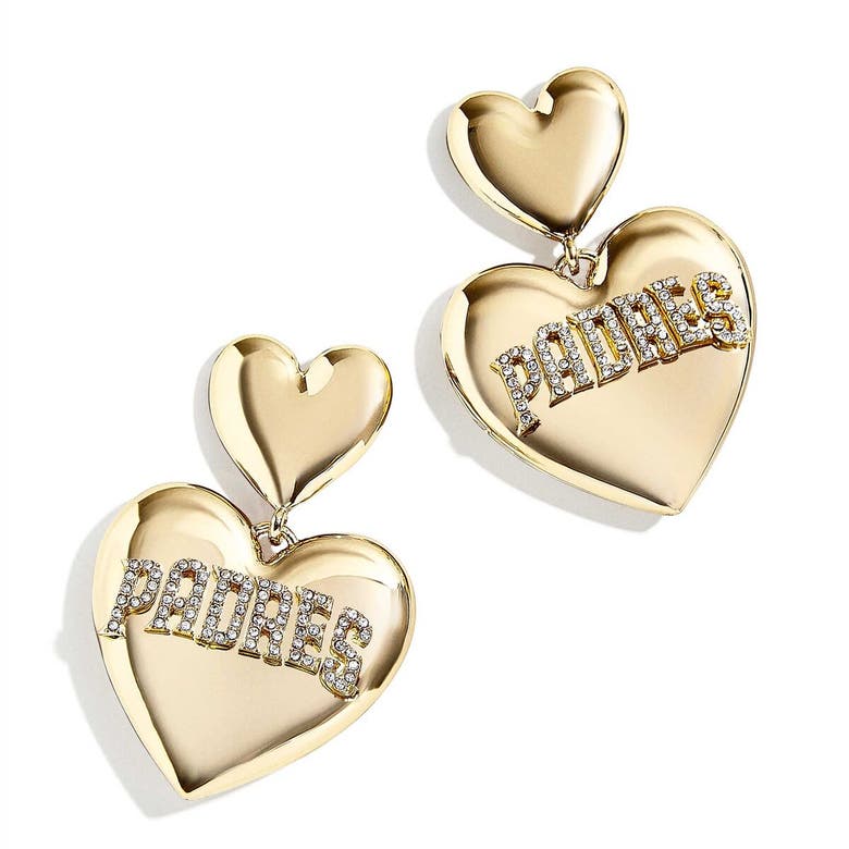 Shop Wear By Erin Andrews X Baublebar San Diego Padres Heart Statement Drop Earrings In Gold