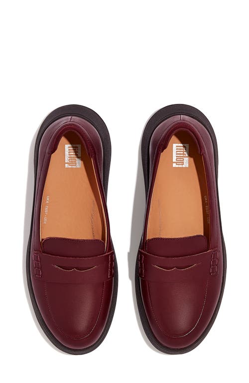 Shop Fitflop F-mode Leather Flatform Penny Loafer In Plummy