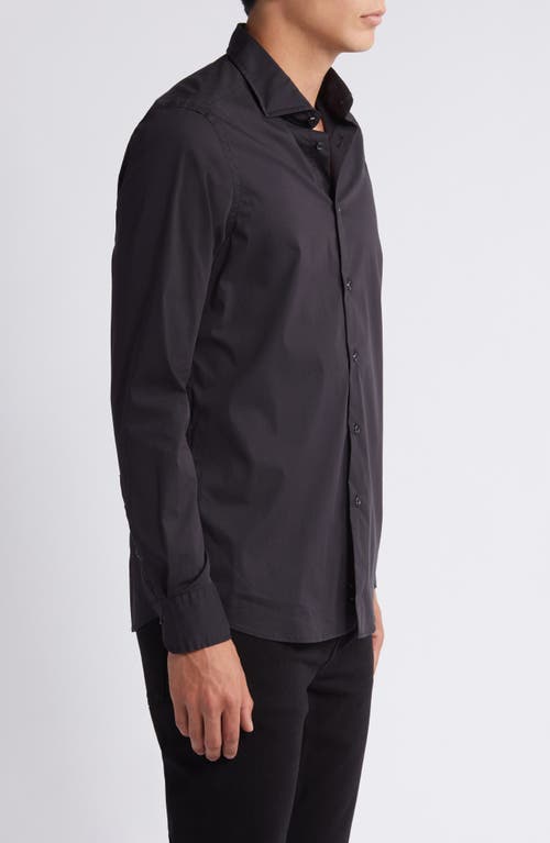 7 For All Mankind Slim Fit Stretch Poplin Button-up Shirt In Black