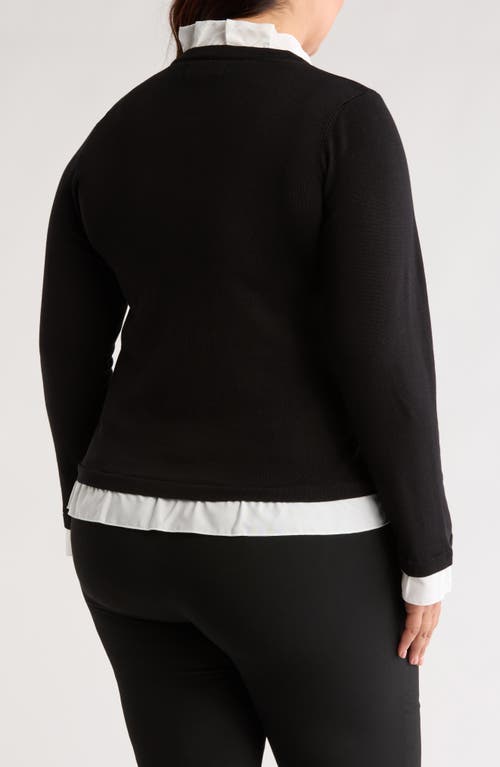 By Design Sylvia Ruffle Trim Cardigan In Black/white