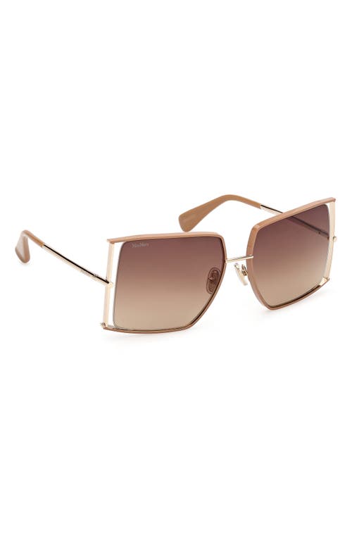 Max Mara Menton 59mm Cat Eye Sunglasses In Gold/camel Brown/grad Brown
