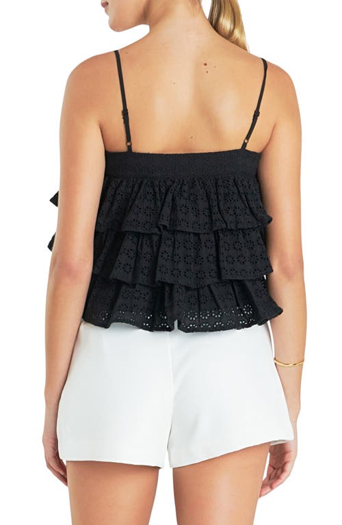 ENGLISH FACTORY ENGLISH FACTORY TIERED BRODERIE LACE BUTTON FRONT CAMISOLE