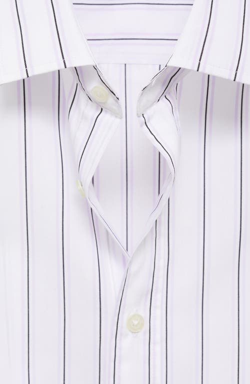 Mango Regular Fit Stripe Button-up Shirt In Violet