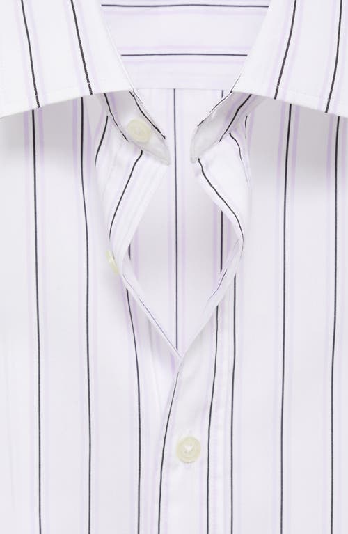 Shop Mango Regular Fit Stripe Button-up Shirt In Violet