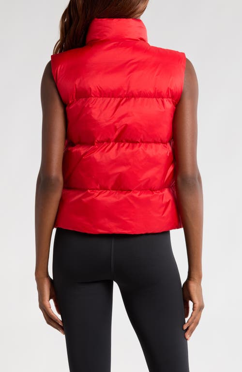 Beyond Yoga Big Cozy Puffer Vest In Ruby Red