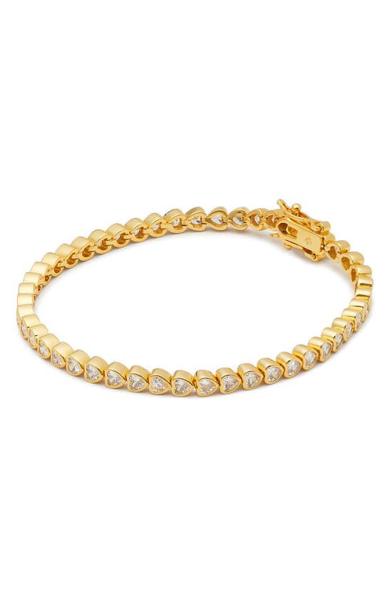 Shop Kate Spade Sweetheart Delicate Cubic Zirconia Tennis Bracelet In Gold