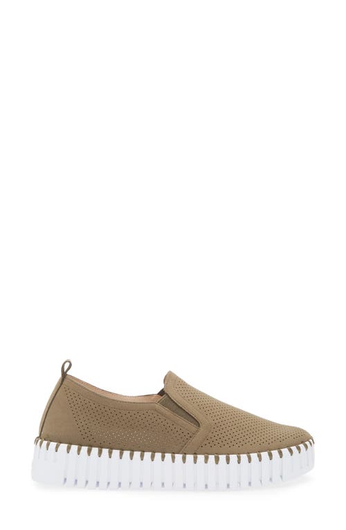 Ilse Jacobsen Tulipu Perforated Platform Sneaker In Deep Olive