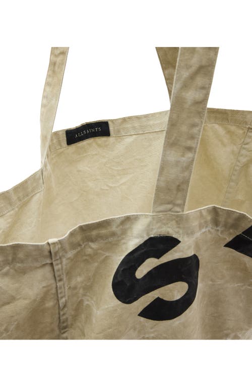 Shop Allsaints Large Tierra Canvas Tote Bag In Taupe/jet Black