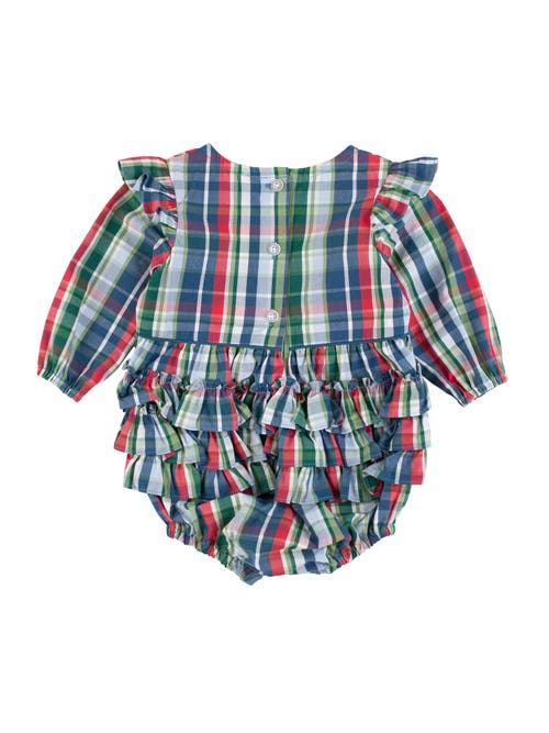 Shop Rufflebutts Baby Toddler Girls Woven Flutter Bubble Romper In Prep School Plaid