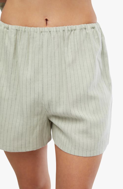 Shop Weworewhat We Wore What Pinstripe Linen Blend Shorts In Sage Multi