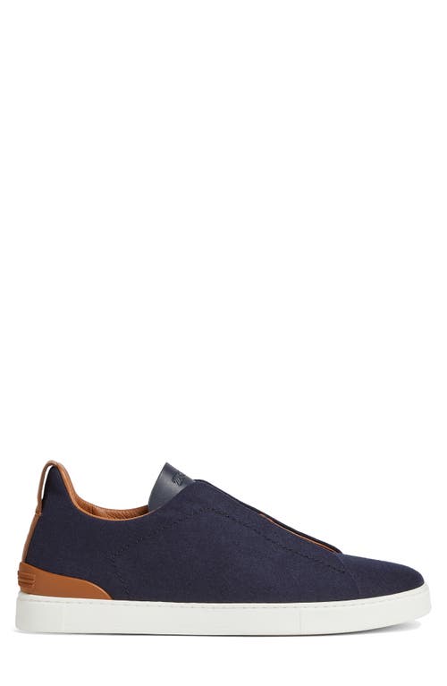 Shop Zegna Triple Stitch Flannel Sneaker In Navy