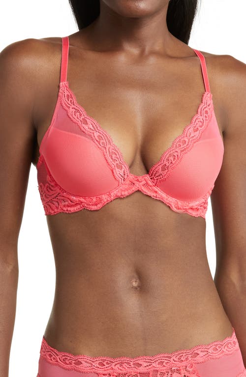 Natori Feathers Contour Plunge Bra In Hibiscus