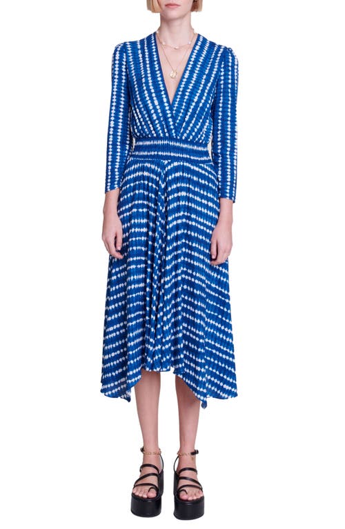 maje Rayemitie Tie Dye Faux Wrap Dress Blue Drop Print at Nordstrom,