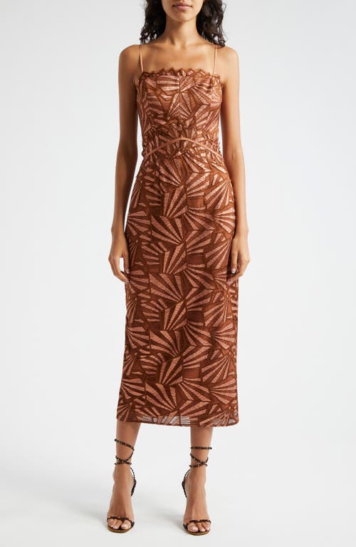 Shop Ramy Brook Nonie Metallic Lace Dress In Bronze Lace