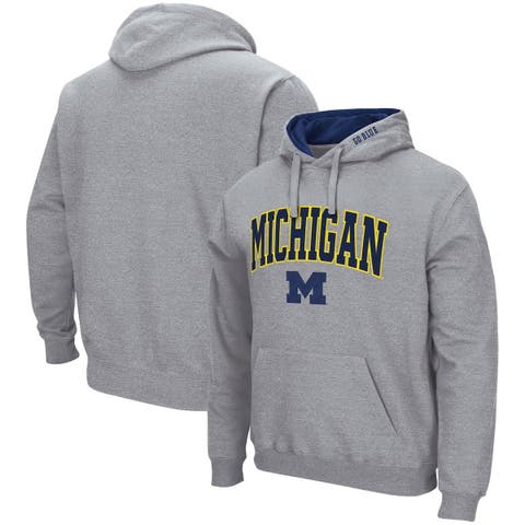 Jordan university of michigan football heather navy travel full zip hooded clearance sweatshirt