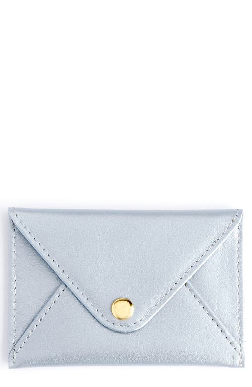 ROYCE New York Leather Envelope Card Holder in Silver at Nordstrom