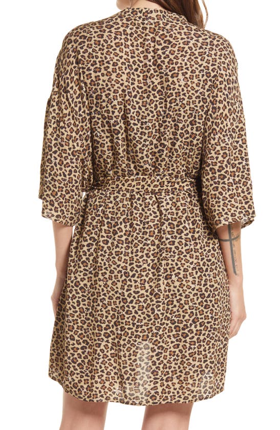 Shop New Friends Colony Olivia Animal Print Duster & Shorts Set In Brown Leopard Combo
