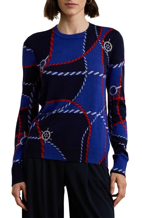 RALPH LAUREN LAUREN RALPH LAUREN ROPE PRINT CREWNECK SWEATER