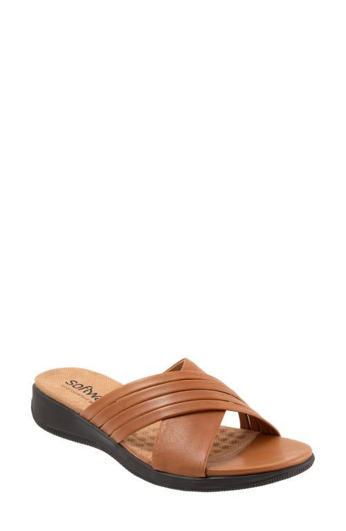 SoftWalk Tillman 5.0 Leather Cross Strap Slide Sandal Luggage at Nordstrom,