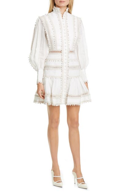 ZIMMERMANN SUPER EIGHT CORDED LONG SLEEVE MINIDRESS,7707DSUP