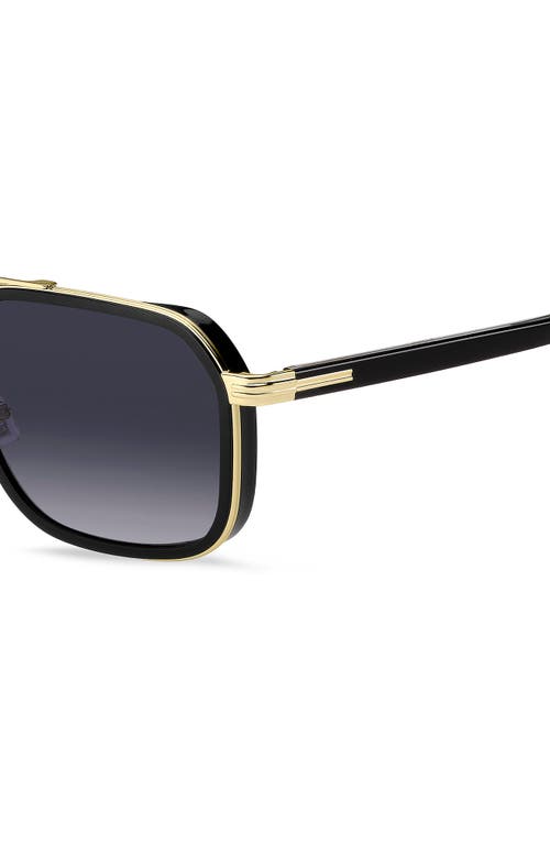 Shop Hugo Boss Boss 55mm Rectangular Sunglasses In Black Gold/dark Grey Sf