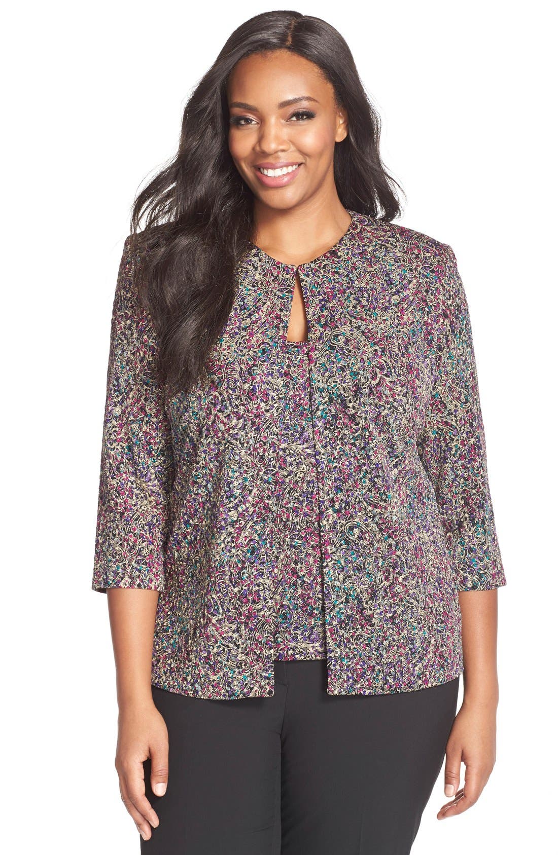 Alex Evenings Metallic Print Twinset (Plus Size) Nordstrom