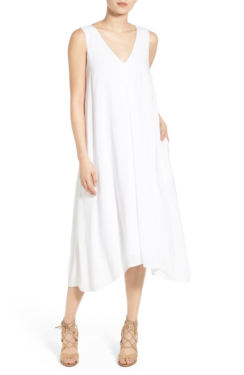 JAMES PERSE Double V-Neck Midi Dress, Main, color, White