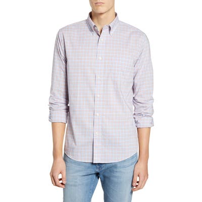 Faherty Regular Fit Plaid Stretch Poplin Button-Down Sport Shirt, Orange