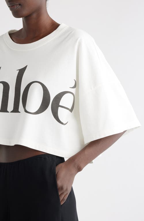 Shop Chloé Oversize Crop Graphic T-shirt In White