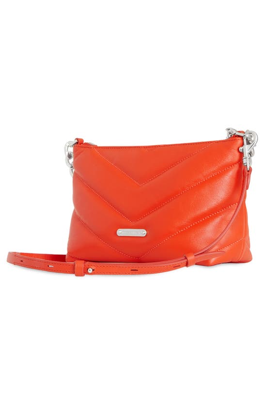 Shop Rebecca Minkoff Edie Quilted Leather Crossbody Bag In Coral