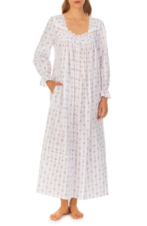 Eileen West EcoVero Rayon Sleeveless Floral Print Long Nightgown,  White/Ditsy, Small : : Clothing, Shoes & Accessories