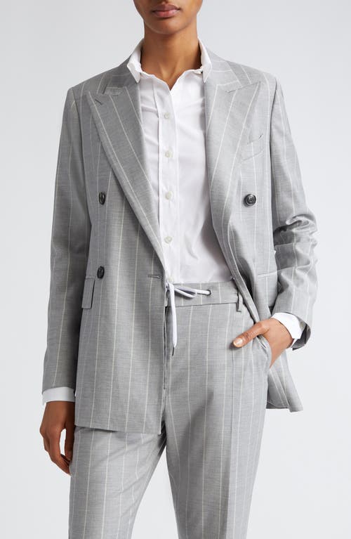 Eleventy Pinstripe Double Breasted Virgin Wool Blend Blazer Gray at Nordstrom, Us