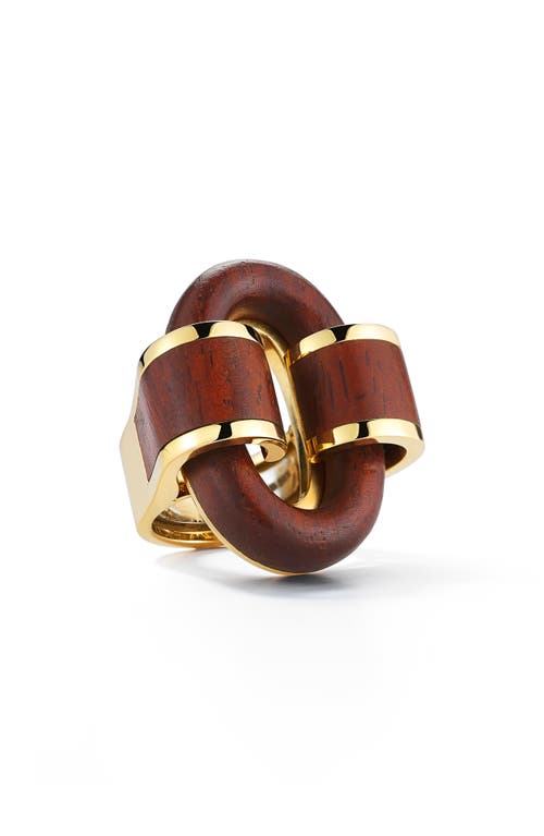 David Webb Woodworks Rosewood Buckle Ring in Yellow Gold