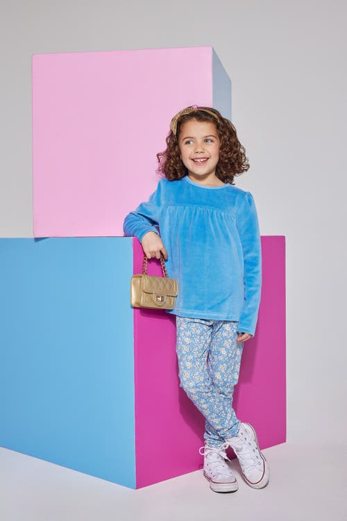 Bisby Kids' Knit Patterned Legging In Roland Floral Blue