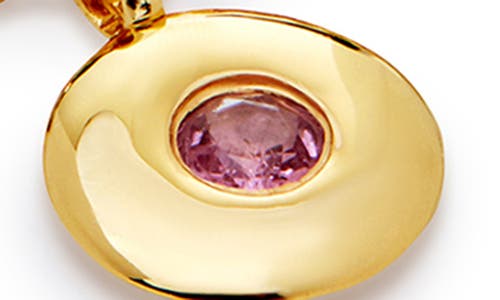 Monica Vinader October Birthstone Pink Tourmaline Pendant Necklace In 18k Gold Vermeil/october