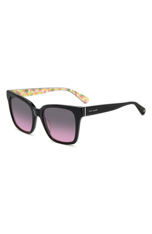 Shop Kate Spade New York Harlow Gs 55mm Gradient Polarized Square Sunglasses In Black/grey Shaded Pink