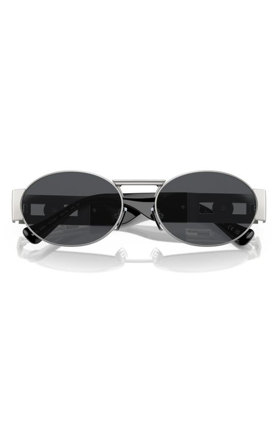 Shop Versace 56mm Oval Sunglasses In Black Silver