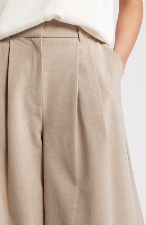 Shop Nordstrom Pleated Wide Leg Pants In Tan Doeskin Heather