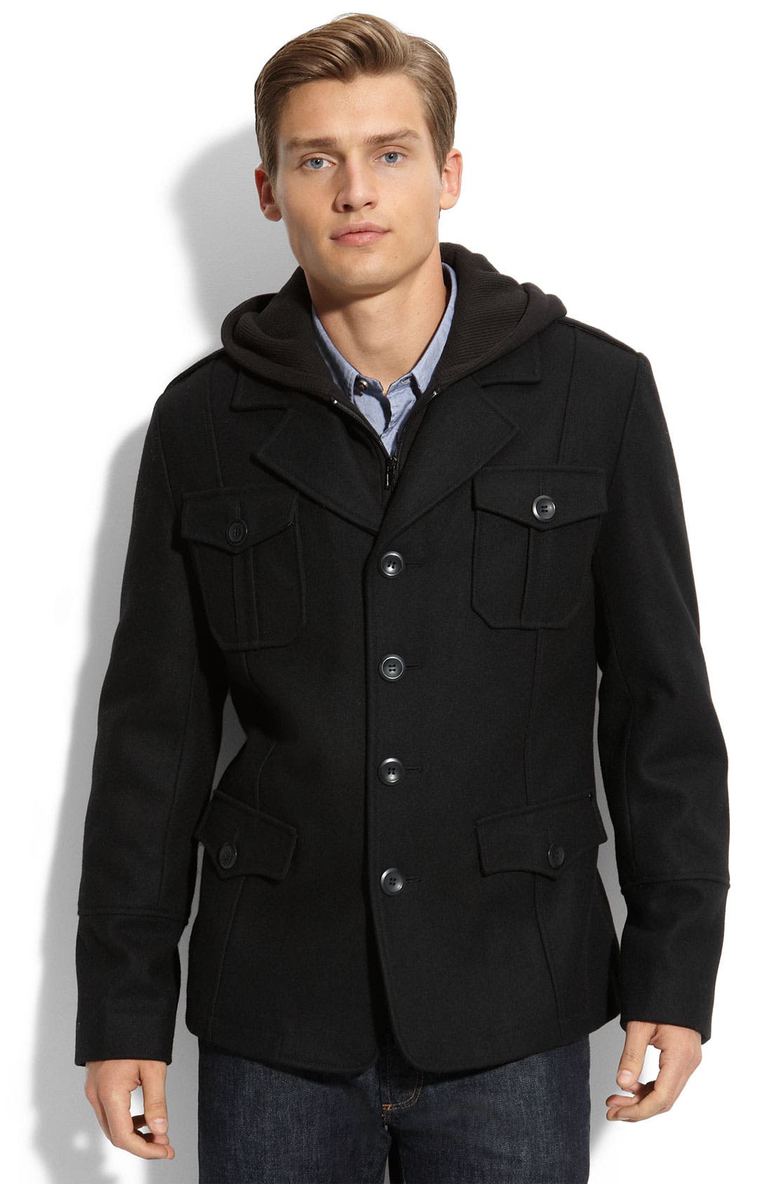 black rivet jacket wool