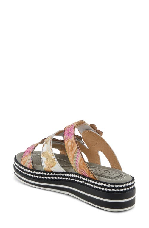 L'artiste By Spring Step Naomi Platform Slide Sandal In Tan Multi