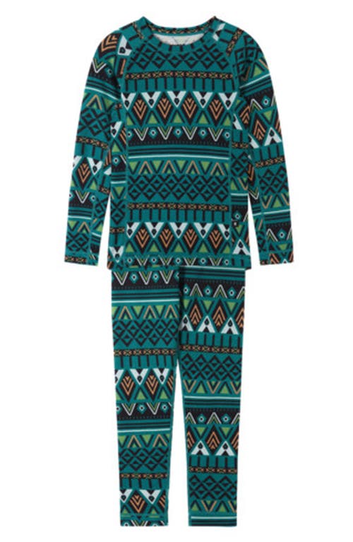 Shop Reima Kids' Taitoa Thermal Top & Pants Set In Deeper Green